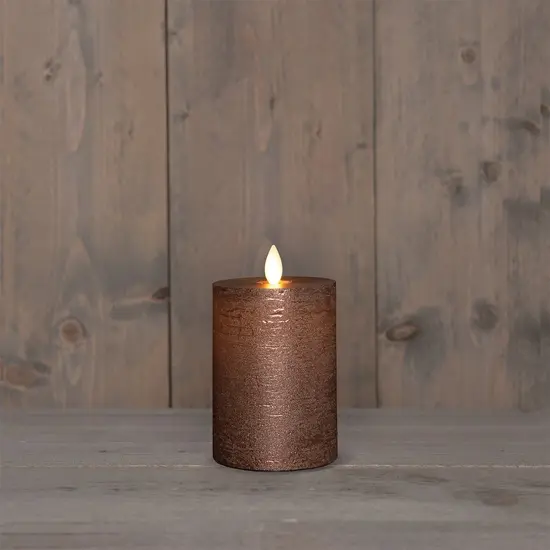 Kaars led oplaadbaar 12.5x7.5cm brns