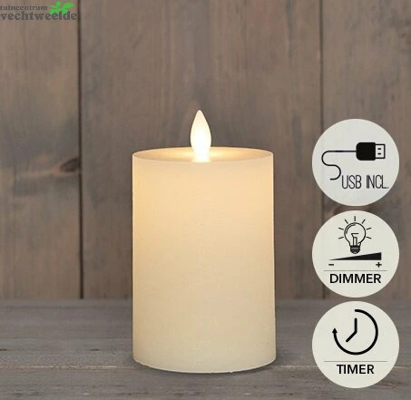Kaars led oplaadbaar 15*7.5 cm wit