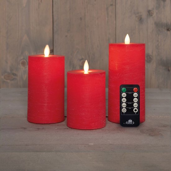 Kaars led oplaadbaar  rood s3