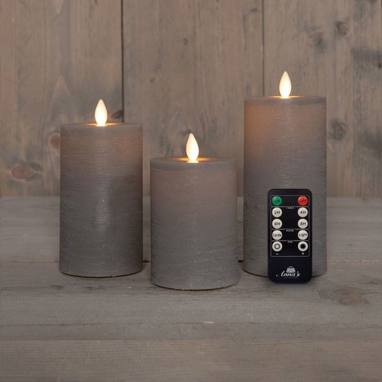 Kaars led oplaadbaar  taupe s3