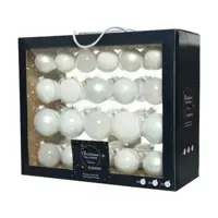 Kerstbal glas mix 42st winterwit