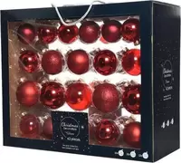 Kerstbal glas mix kerstrood 42st