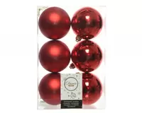 Kerstbal plc d8cm gl-mt k.rood 6st