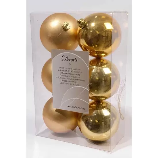 Kerstbal plc d8cm gl-mt l.goud 6st