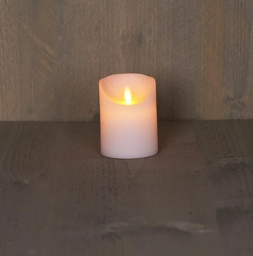 Ledkaars wax+vlam h10cm bo wit