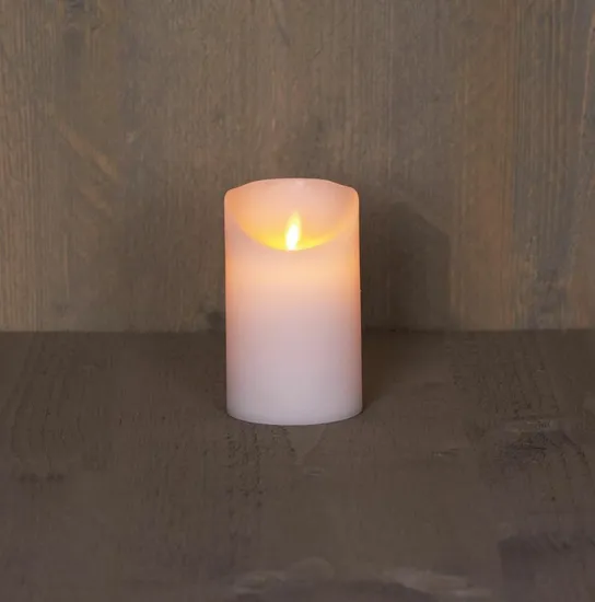 Ledkaars wax+vlam h12.5cm bo wit
