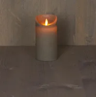 Ledkaars wax+vlam h15cm bo grijs