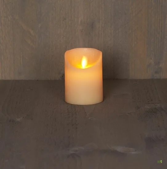 Ledkaars wax+vlam h15cm bo ivoor