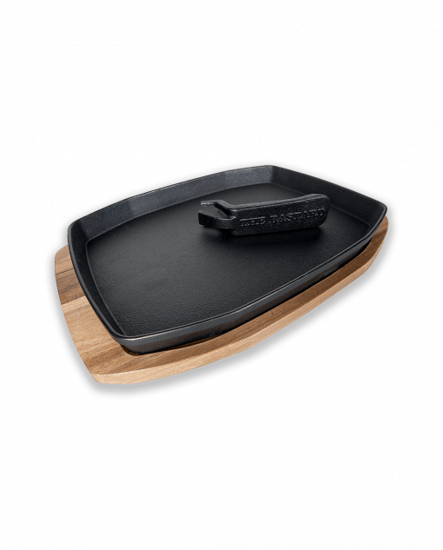 The Bastard Sizzling Plate & Holder Cast Iron 21x28 cm