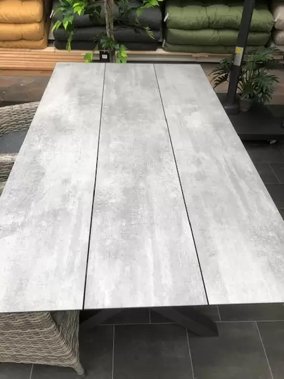 X-leg table HPL 180*88,5 concrete - afbeelding 1